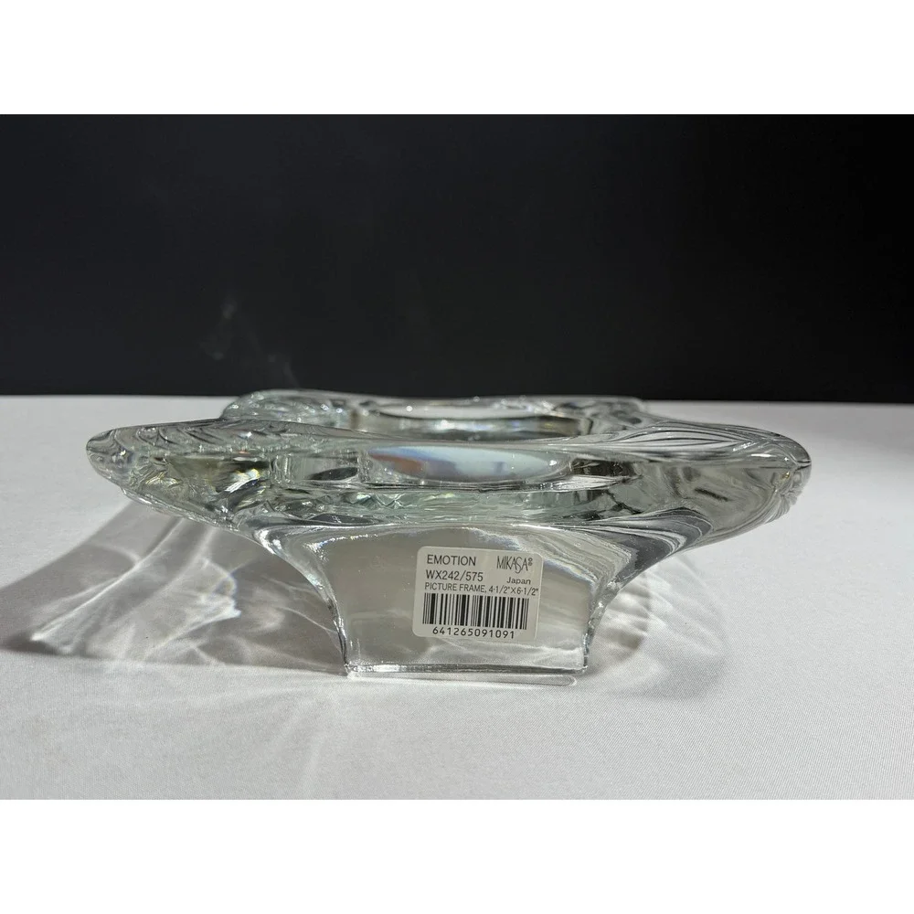 Mikasa Emotion Crystal Picture Frame WX242/575 Swirl Wave Glass Japan 4.5x6.5